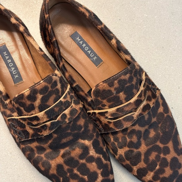 Margaux The Penny Loafers in Leopard Italian Calf Hair Size 38.5 M Comfortable - Picture 7 of 8
